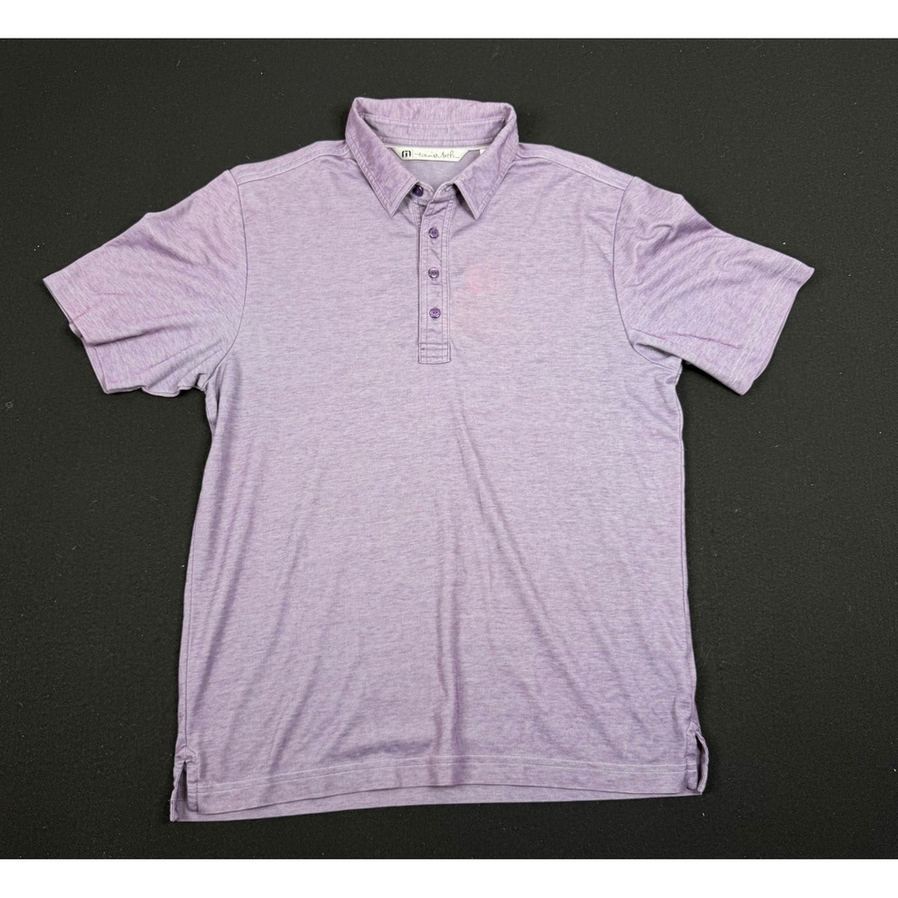 Travis Mathew Mens Purple Heathered Short Sleeve Golf Polo Shirt Size M
